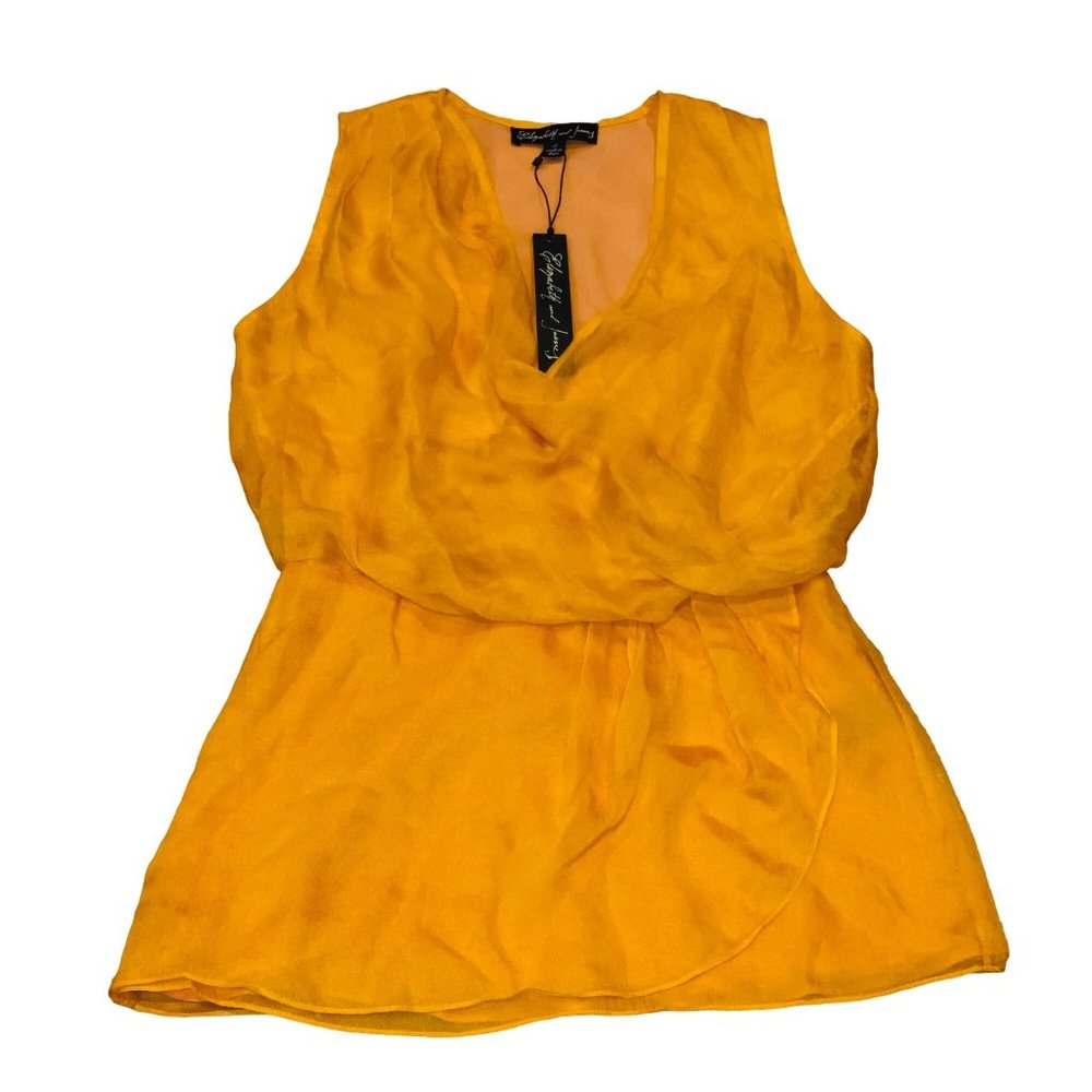 Elizabeth and James Silk Lillian Draped Top Golden Yellow Size Small Womens